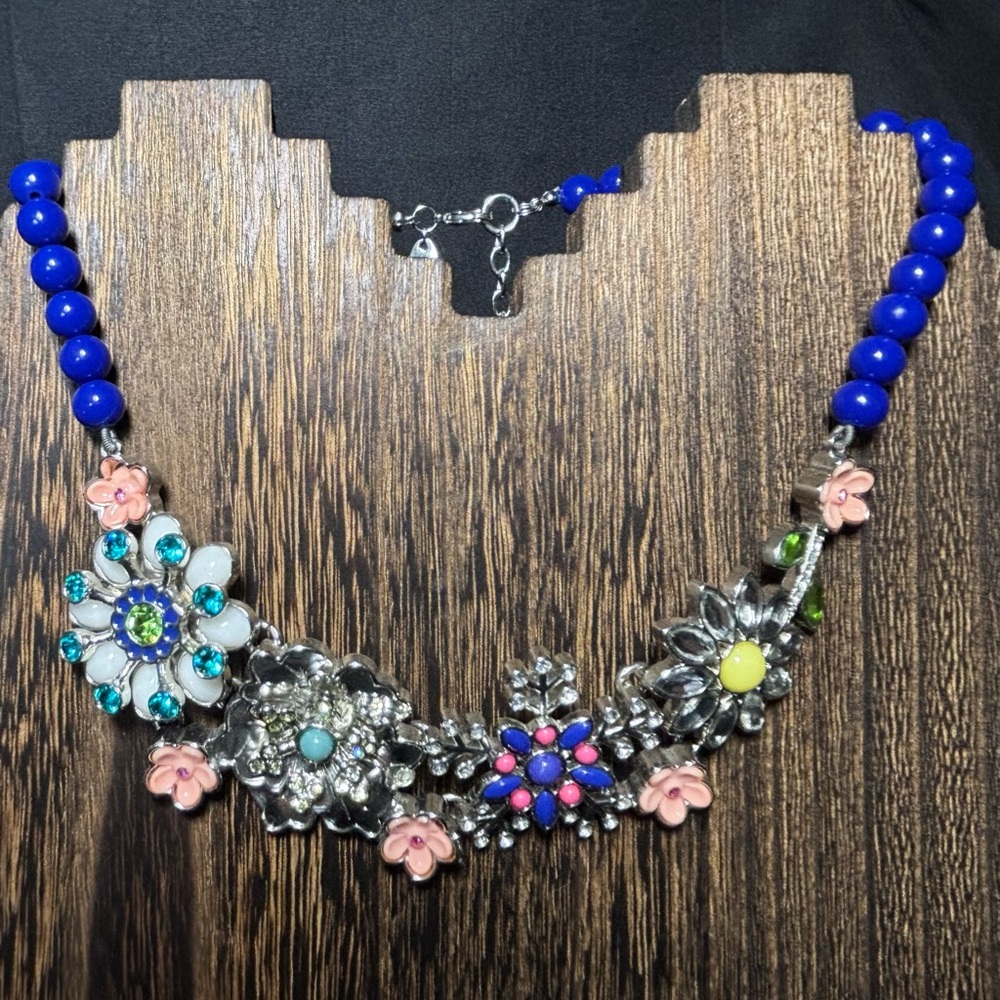 Lia Sophia Blue and Pink Floral Necklace